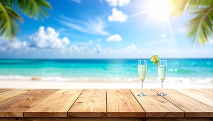 Obraz premium A vibrant field of white daisies blooming under a bright sun in a clear blue sky with distant trees on the horizon.