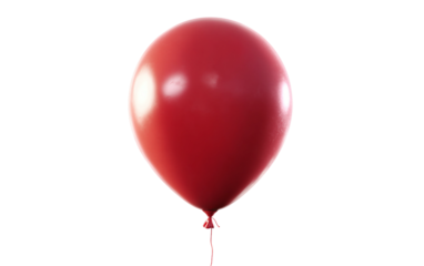 Floating red balloon with subtle lighting emphasizing festive decoration and party concept isolated on transparent background PNG