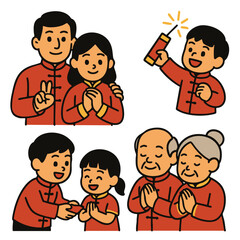 Celebration of family traditions with joyful expressions and festive attire