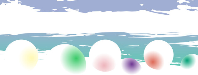 Soft Horizon Abstract Pastel Spheres Under Calm Sky  