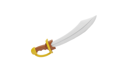 3D Pirate saber sword on transparent background