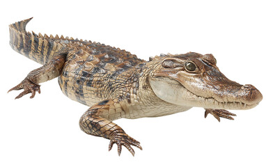 Naklejka premium Resting caiman emphasizing realistic texture, predator anatomy, and detailed wildlife observation isolated on transparent background PNG
