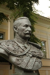 Bust of General of Cavalry Alexei Brusilov on Bolshaya Nikitskaya Street in Moscow