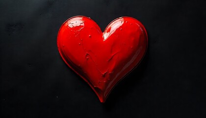 A radiant red heart gleaming against a dark, textured background symbolizing deep love and passion