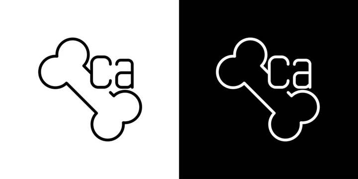 Icon of a stylized bone with the letters 'ca' on a black and white background