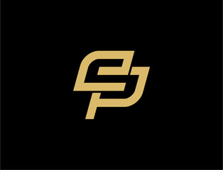 Abstract gold logo on black background