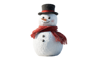 Elegant snowman character with top hat concept highlighting festive tradition cheerful personality and winter fun isolated on transparent background PNG