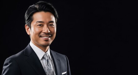 信頼感あふれる笑顔の日本人男性ビジネスマン：エグゼクティブなスーツ姿のポートレート