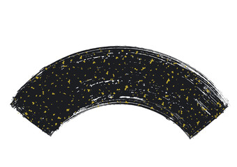 手書き筆タッチの細目扇形に金箔を散らしたフレーム/黒