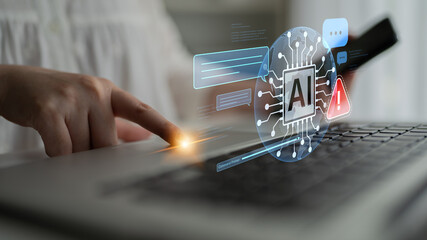 AI interface showing prompt error warning and system alert. AI prompt failure can lead to incorrect output or hallucination. Managing AI prompt error is crucial in safe AI deployment. Spline