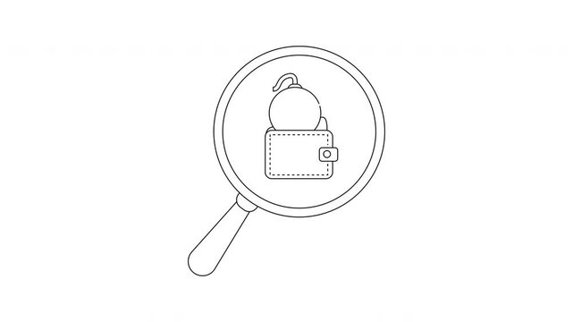 A magnifying glass reveals a bomb in a wallet