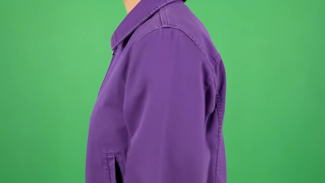 Purple Jacket Fashion on Green Screen Background.