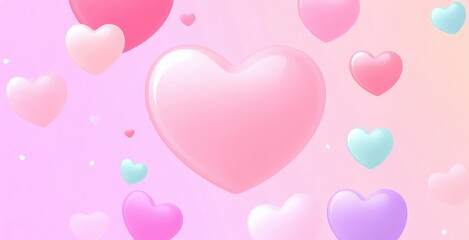 ピンクのハートが舞う