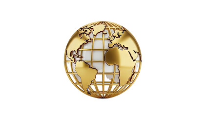 3D Golden Globe with Grid on transparent background