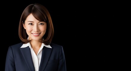 信頼感あふれる笑顔の日本人女性ビジネスパーソン：エグゼクティブなスーツ姿のポートレート