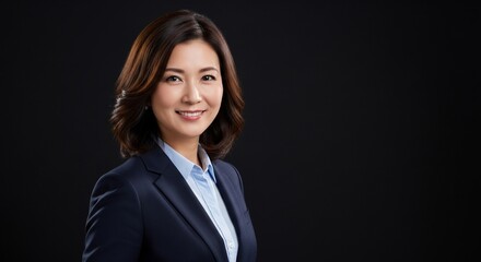 信頼感あふれる笑顔の日本人女性ビジネスパーソン：エグゼクティブなスーツ姿のポートレート