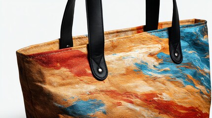 Eco tote isolated with black handles for custom art design