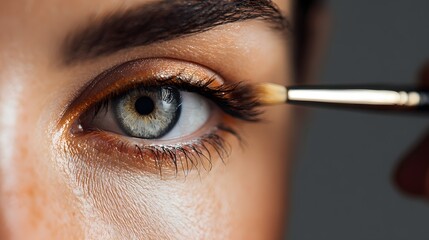 Close-up of a Womans Eye Receiving Mascara Application.