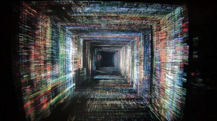 Abstract Data Stream Corridor Visualizing Digital Information Flow Through a Complex Cyber Network