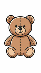 Cute Cartoon Teddy Bear Sitting Alone.