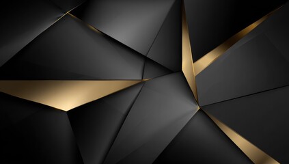 Abstract geometric pattern with gold accents and dark polygonal shapes