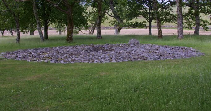 wideng shot of northen Temple Wood Stone Circle and Standing Stones next to Nether Largie Standing Stones at Kilmartin
