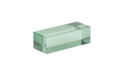 3D Green Glass Rectangular Prism Isolated Object on transparent background