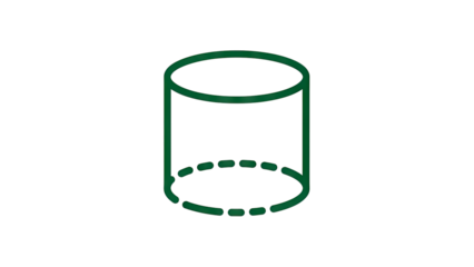 3D Green Outline of a Cylinder Icon on transparent background