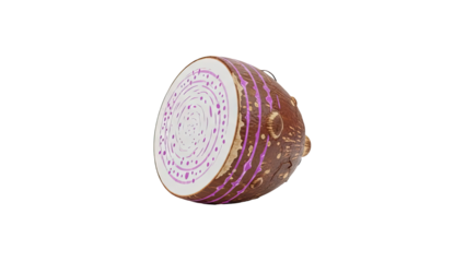 3D Half cut taro root with purple rings transparent background