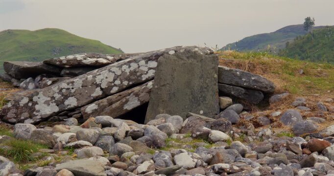 mid shot of the South Cairn southern chamber Entrance at Nether Largie Standing Stones at Kilmartin