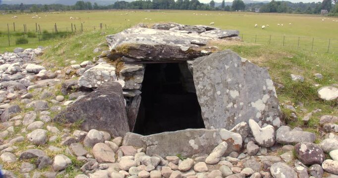 shot of the South Cairn northern chamber Entrance at Nether Largie Standing Stones at Kilmartin