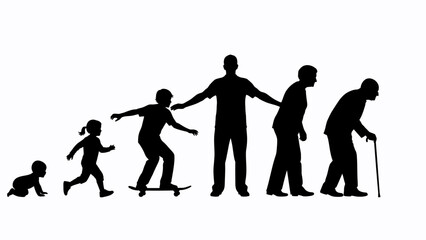 Human Life Cycle Stages Silhouette Illustration.
