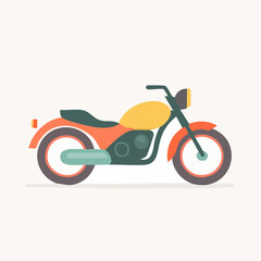 Fototapeta premium Stylized Illustration of a Classic Motorcycle with Yellow Tank and Orange Fenders.