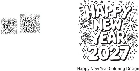 Happy New Year gift icon simple black and white vector
