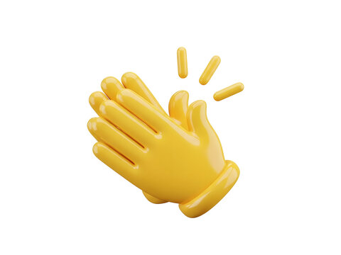 3D yellow clapping hands emoji icon isolated