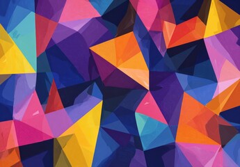 Abstract geometric polygonal design with colorful triangles and textures