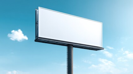 Obraz premium Billboard Mockup Under Clear Blue Sky: Perfect for Outdoor Advertising and Marketing Campaigns