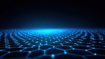 Abstract Technology Background with Blue Hexagonal Grid: Modern Science and Innovation Visualization