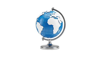 3D Globe on a stand on transparent background