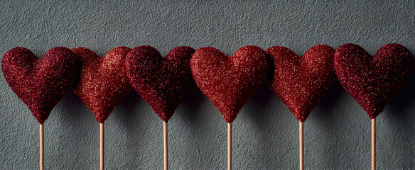Valentines day or Appreciation theme with red glitter heart picks