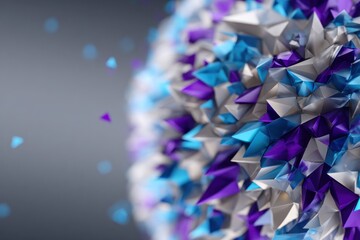 Abstract geometric sphere rendered with blue purple and silver colors