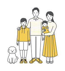 家族のイラストベクター素材（2世代4人）
