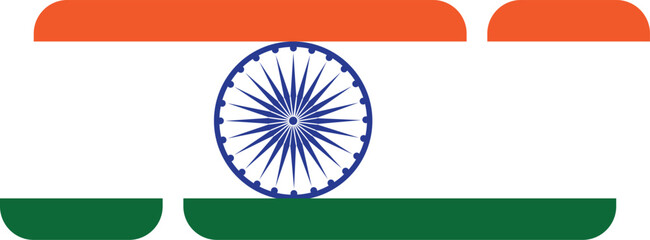 A vibrant illustration of the Indian national flag, featuring the saffron, white, and green tricolor with the navy blue Ashoka Chakra at its center.