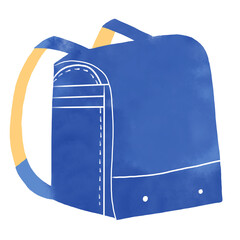 水彩風　青いランドセルのシンプルなイラスト　入学式・小学生のアイコン