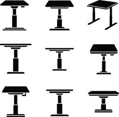 Collection of Nine Black Silhouette Tables furniture