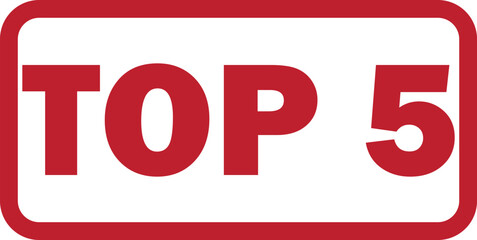 Red rectangular graphic with bold white text 'TOP 5' indicating a ranking or list of five items.