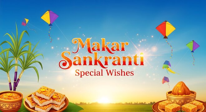 Makar Sankranti Special Wishes Harvest Festival Kites and Traditional Sweets