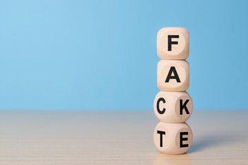Fact or Fake concept, Wooden cube change the word