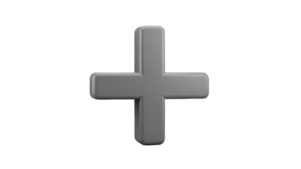 Large gray plus sign symbol on white background for addition or positivity concepts