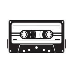 Obraz premium A simple black and white illustration of a vintage audio cassette tape a relic of past listening habits